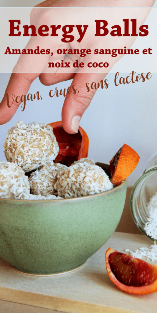 Energy balls vegan crues aux amandes, orange et noix de coco