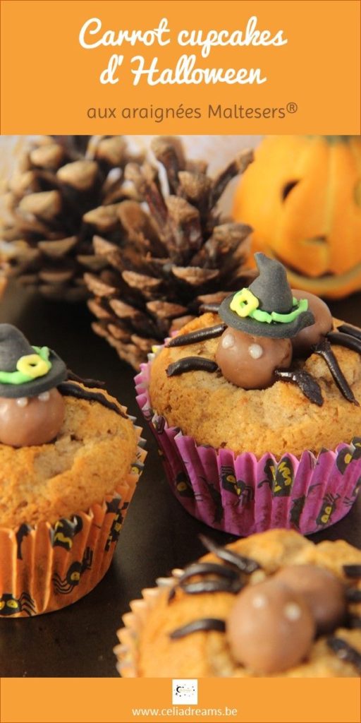 Recette de carrot cupcakes d'Halloween aux araignées Maltesers
